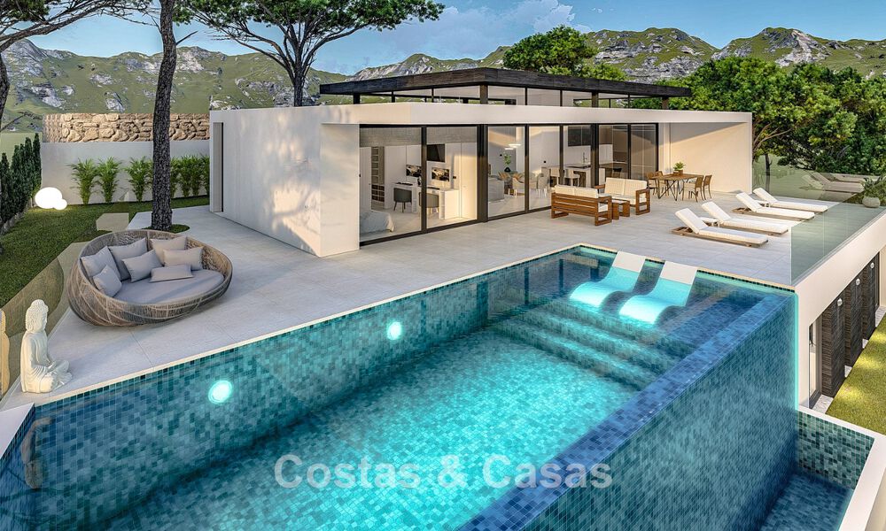 Villa arquitectónica de nueva construcción sobre plano en venta en las colinas de Mijas Pueblo, Costa del Sol 779970