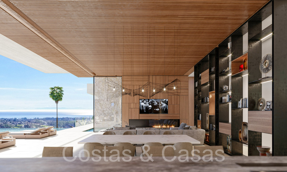 Villa arquitectónica de nueva construcción en venta, con vistas panorámicas al mar en una comunidad cerrada en Benahavis - Marbella 69521