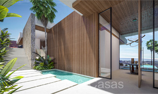 Villa arquitectónica de nueva construcción en venta, con vistas panorámicas al mar en una comunidad cerrada en Benahavis - Marbella 69528 