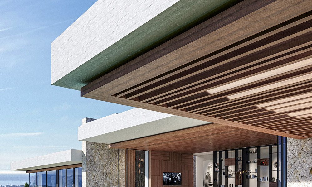 Villa arquitectónica de nueva construcción en venta, con vistas panorámicas al mar en una comunidad cerrada en Benahavis - Marbella 69529