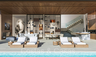Villa arquitectónica de nueva construcción en venta, con vistas panorámicas al mar en una comunidad cerrada en Benahavis - Marbella 69533 