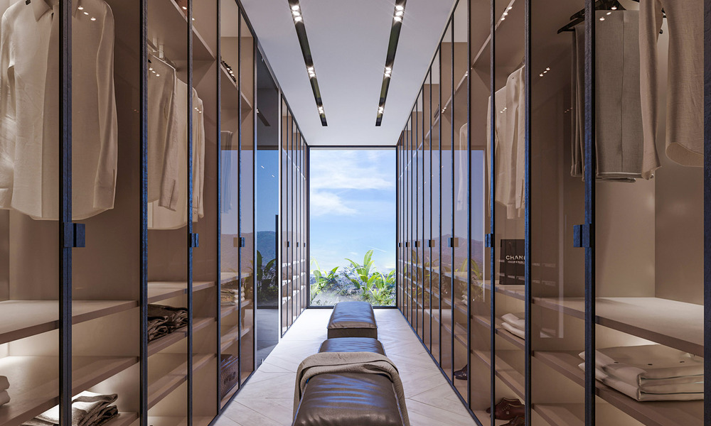 Villa arquitectónica de nueva construcción en venta, con vistas panorámicas al mar en una comunidad cerrada en Benahavis - Marbella 69537