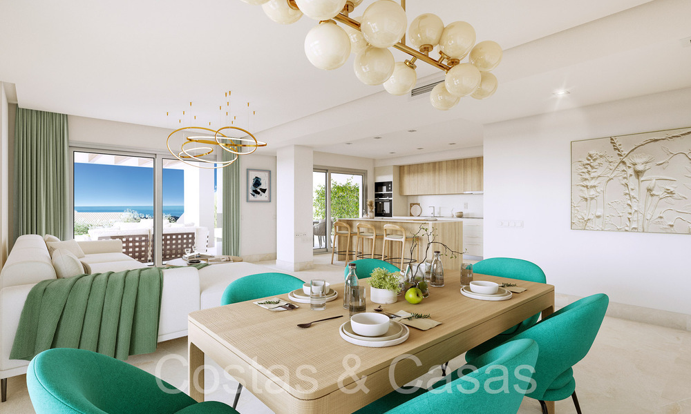 Modernos apartamentos de nueva construcción en estilo contemporáneo en venta con amplia terraza y hermosas vistas al mar en Benahavis - Marbella 70123