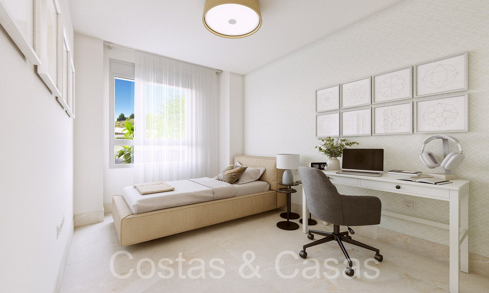 Modernos apartamentos de nueva construcción en estilo contemporáneo en venta con amplia terraza y hermosas vistas al mar en Benahavis - Marbella 70129