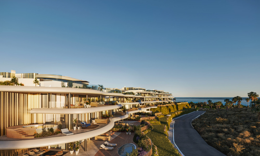 Nuevo en el mercado. Apartamentos de estilo vanguardista con fantásticas vistas al mar en venta en Benahavis - Marbella 778318