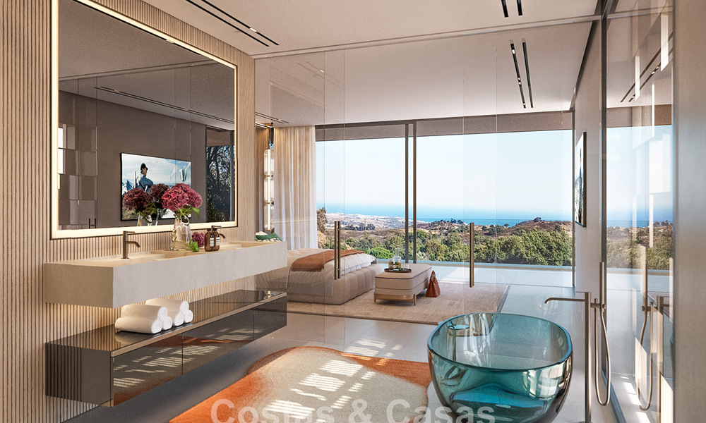 Villas pareadas de nueva construcción con vistas panorámicas al mar en venta en las colinas del este de Marbella 774554
