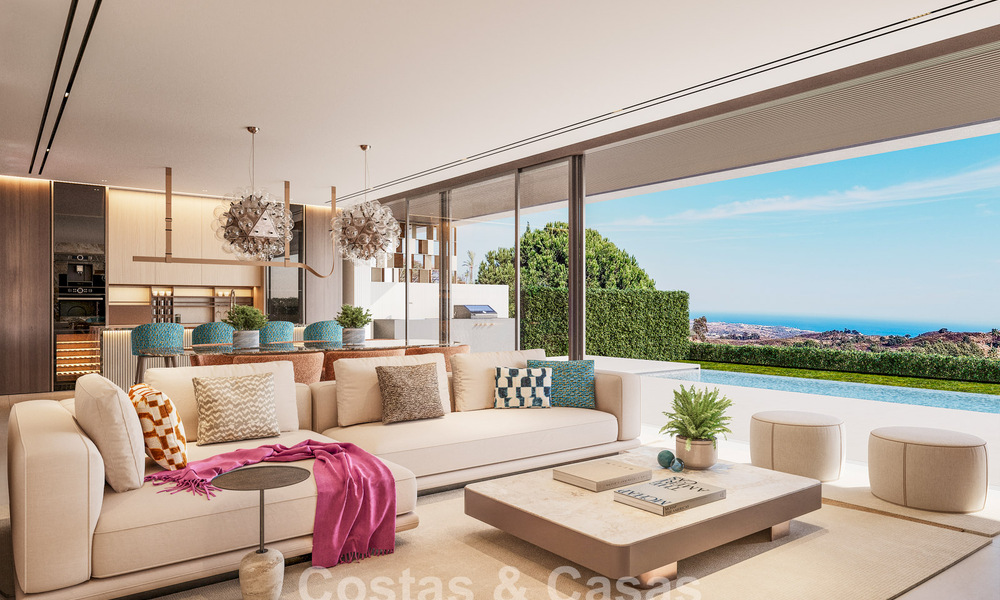 Villas pareadas de nueva construcción con vistas panorámicas al mar en venta en las colinas del este de Marbella 774555