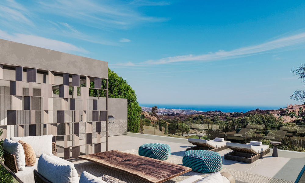 Villas pareadas de nueva construcción con vistas panorámicas al mar en venta en las colinas del este de Marbella 774560