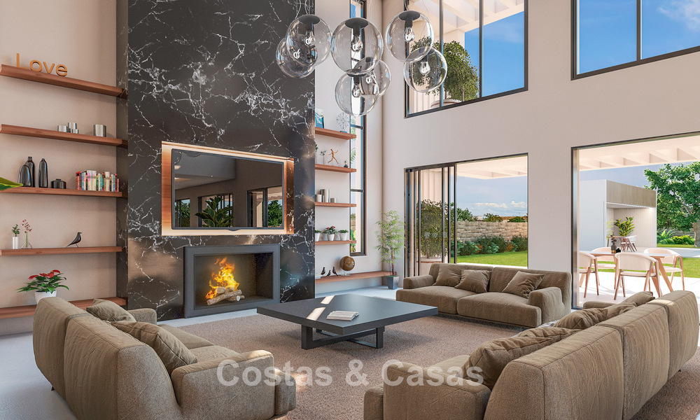 Lujosa y moderna villa de nueva construcción con vistas panorámicas al mar en venta, primera línea de golf en Mijas, Costa del Sol 775011
