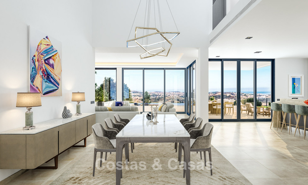 Lujosa y moderna villa de nueva construcción con vistas panorámicas al mar en venta, primera línea de golf en Mijas, Costa del Sol 775017