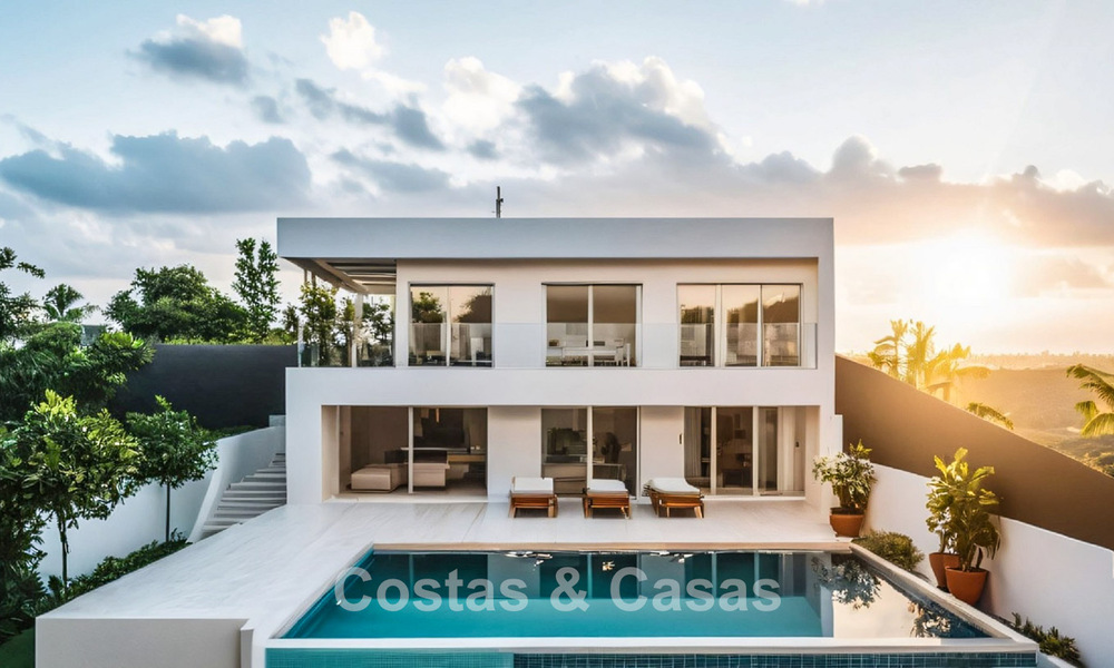 Villa de lujo de nueva construcción con impresionantes vistas al mar en venta en las colinas de Mijas, Costa del Sol 775331