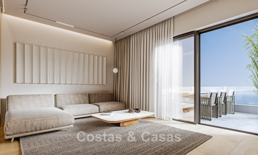 Elegantes apartamentos de obra nueva con sublimes vistas al mar en venta en Mijas Costa, Costa del Sol 775373
