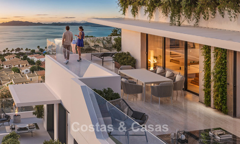 Elegantes apartamentos de obra nueva con sublimes vistas al mar en venta en Mijas Costa, Costa del Sol 775379
