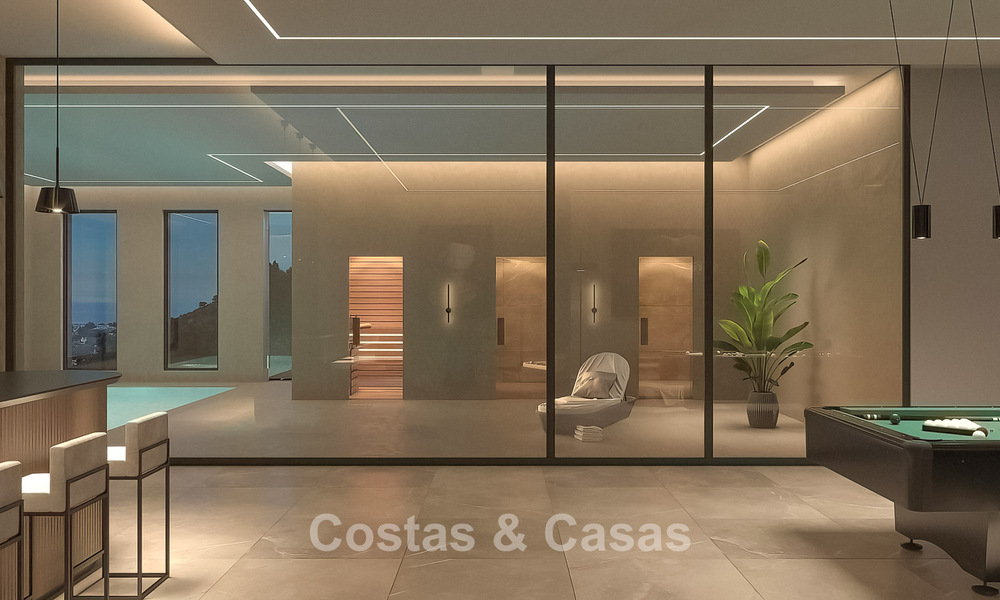 Sofisticada villa de diseño con magníficas vistas al mar en venta en El Madroñal, Benahavis - Marbella 775246