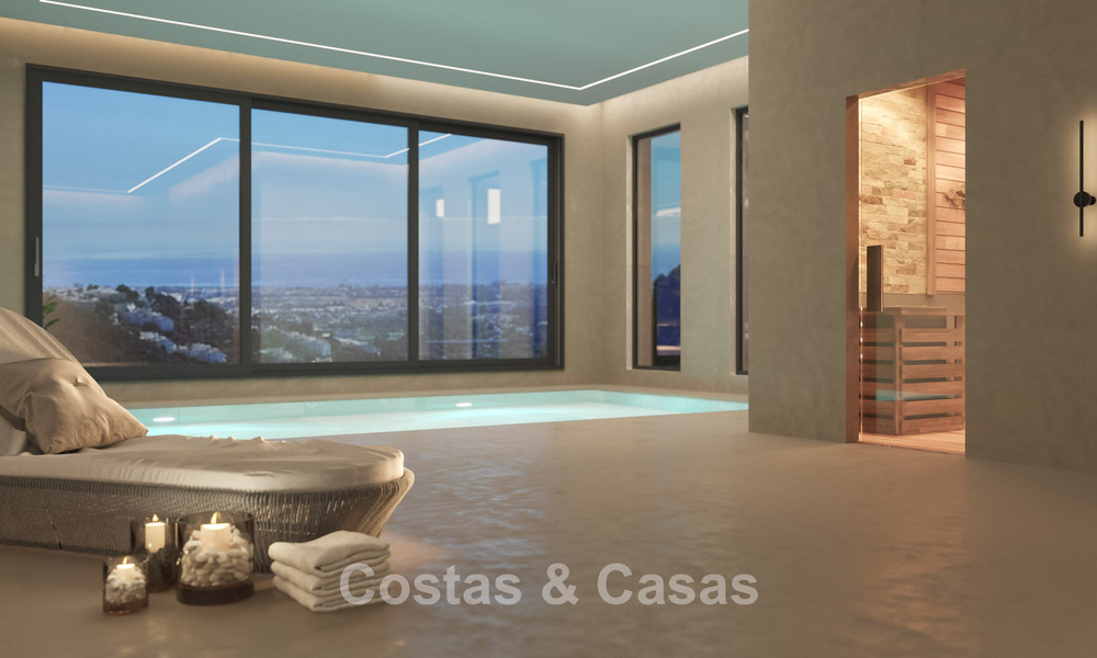 Sofisticada villa de diseño con magníficas vistas al mar en venta en El Madroñal, Benahavis - Marbella 775248