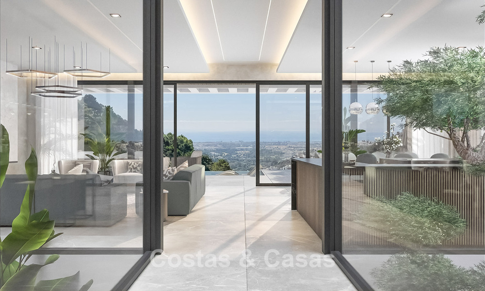 Sofisticada villa de diseño con impresionantes vistas al mar en venta en El Madroñal, Benahavis - Marbella 775265