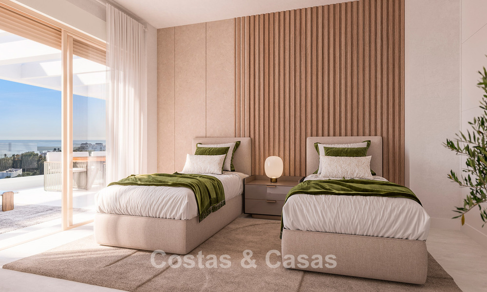 Modernos apartamentos de obra nueva en venta cerca de la playa y con vistas al mar en Estepona Oeste 775328
