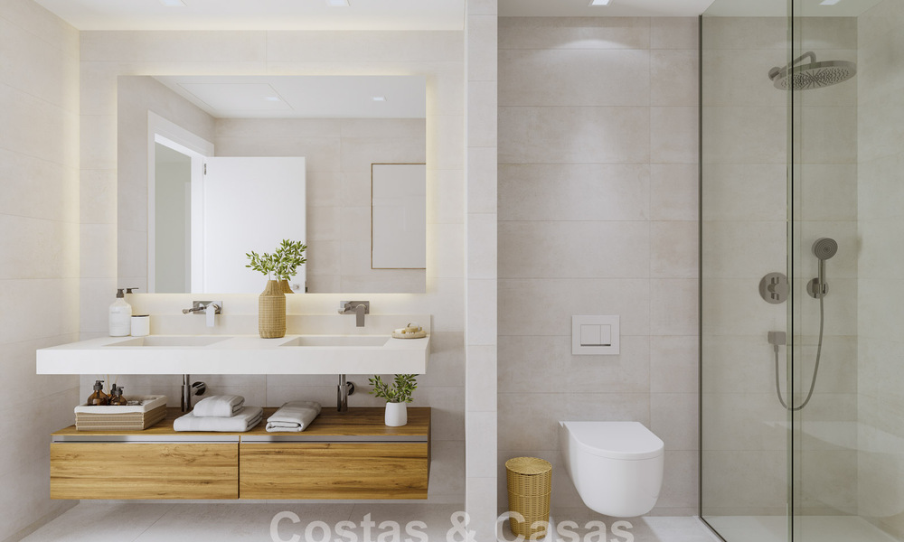 Apartamentos sostenibles nuevos con vistas al mar en venta cerca de la playa en Estepona Oeste 775815