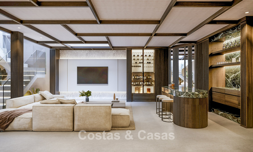 Nuevos y amplios apartamentos con vistas al golf y al mar en un estilo arquitectónico vanguardista en venta en Marbella Este 776198