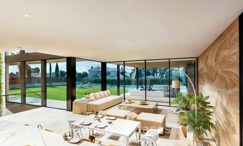 Lujosa villa de diseño sobre plano en venta en una urbanización cerrada en Nueva Andalucía, Marbella 776149