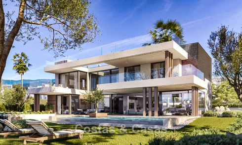 Villa de lujo sobre plano con diseño moderno en venta en un resort de golf de cinco estrellas en Marbella - Benahavis 777418