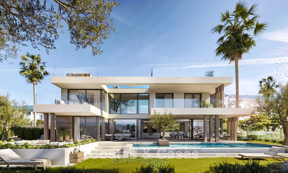 Villa de lujo sobre plano con diseño moderno en venta en un resort de golf de cinco estrellas en Marbella - Benahavis 777419