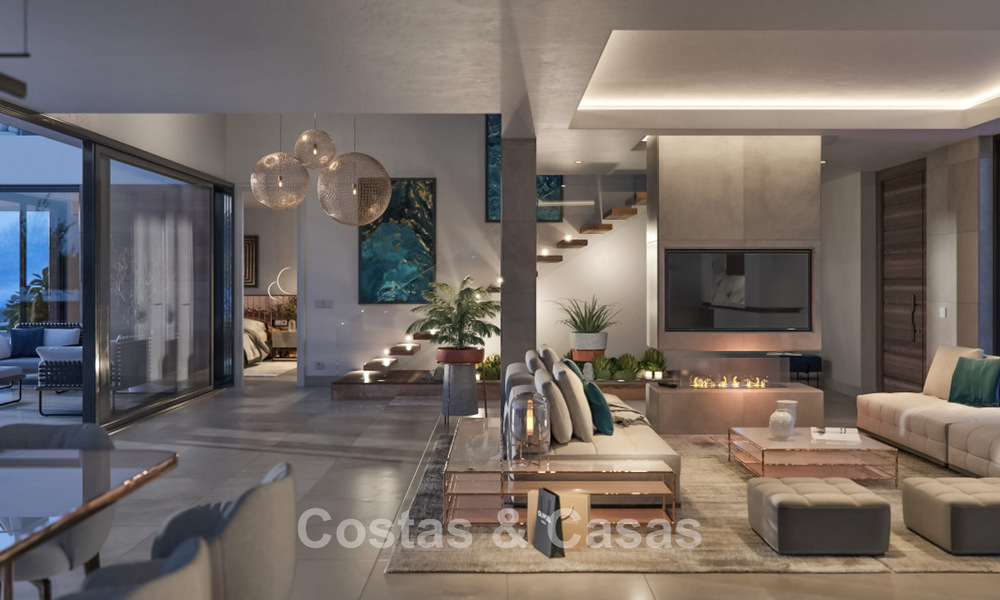 Villa de lujo sobre plano con diseño moderno en venta en un resort de golf de cinco estrellas en Marbella - Benahavis 777422