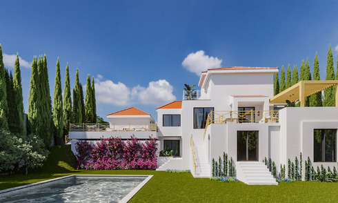 Proyecto de reforma: villa de lujo en venta con diseño moderno-mediterráneo y vistas al mar en Nueva Andalucía, Marbella 779075
