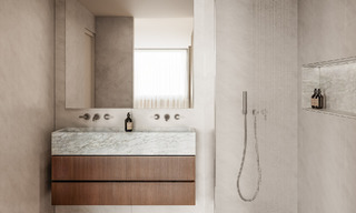 Villa de lujo sobre plano con vistas panorámicas al mar en venta en una comunidad cerrada de Nueva Andalucía, Marbella 779406 