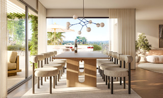 Villa de lujo sobre plano con vistas panorámicas al mar en venta en una comunidad cerrada de Nueva Andalucía, Marbella 779407 
