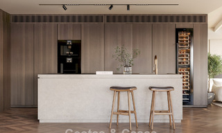 Villa de lujo sobre plano con vistas panorámicas al mar en venta en una comunidad cerrada de Nueva Andalucía, Marbella 779410 