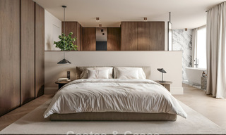 Villa de lujo sobre plano con vistas panorámicas al mar en venta en una comunidad cerrada de Nueva Andalucía, Marbella 779415 