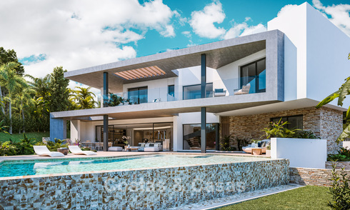 Sofisticada villa de nueva construcción en venta en una prestigiosa y segura zona residencial en la Milla de Oro de Marbella 779914