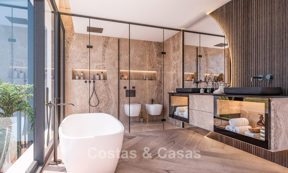 Sofisticada villa de nueva construcción en venta en una prestigiosa y segura zona residencial en la Milla de Oro de Marbella 779915