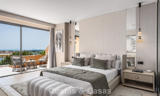 Apartamento de primera clase con vistas panorámicas al mar en venta en el Valle del Golf de Nueva Andalucía, Marbella 780282 