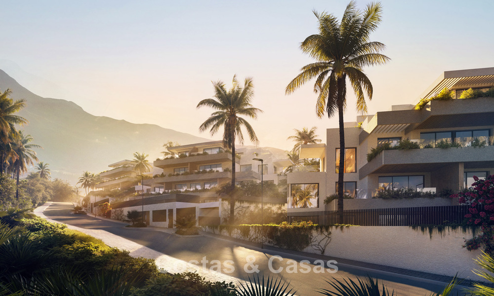 Apartamentos modernistas sobre plano con fenomenales vistas al mar en venta en Mijas, Costa del Sol 780079