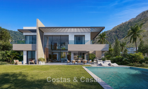 Lujosas villas sobre plano con vistas despejadas al mar en venta en Mijas, Costa del Sol 780092