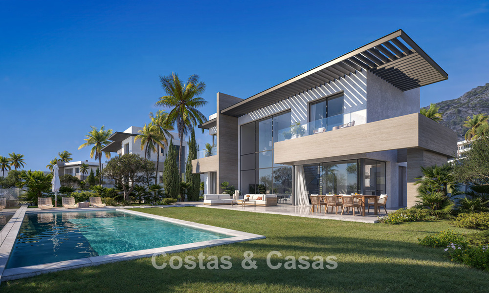 Lujosas villas sobre plano con vistas despejadas al mar en venta en Mijas, Costa del Sol 780094