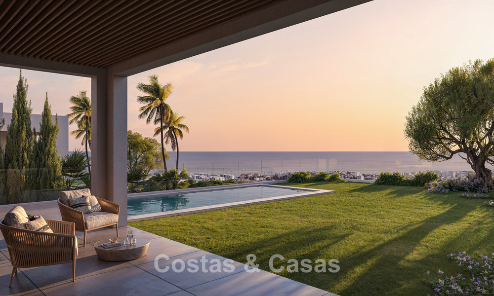 Lujosas villas sobre plano con vistas despejadas al mar en venta en Mijas, Costa del Sol 780096