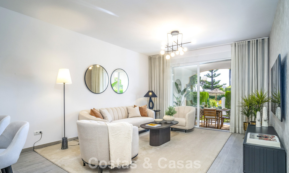 Apartamento reformado de 3 dormitorios con jardín a poca distancia de Puerto Banús en Nueva Andalucía, Marbella 780690