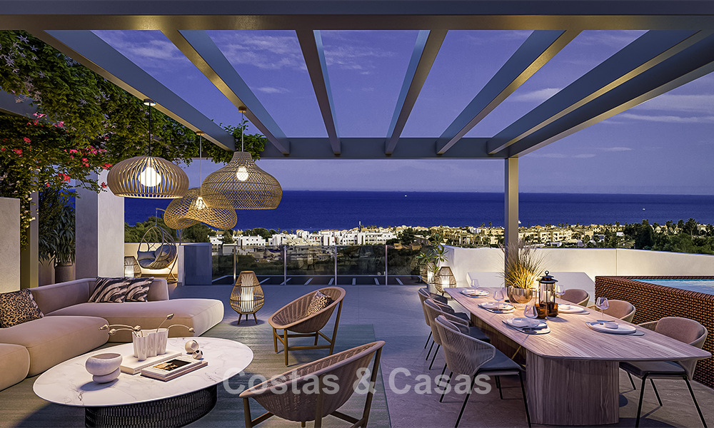 ¡Lanzamiento! Modernos apartamentos sobre plano con vistas al mar en venta en Casares Costa, Costa del Sol 788231