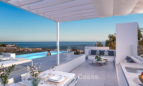 Nuevos apartamentos de lujo con vistas al mar en venta cerca del campo de golf en La Cala de Mijas, Costa del Sol 781168