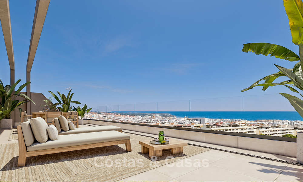 ¡Lanzamiento! Elegantes apartamentos de obra nueva en venta con vistas panorámicas al mar cerca del centro de Estepona 781392