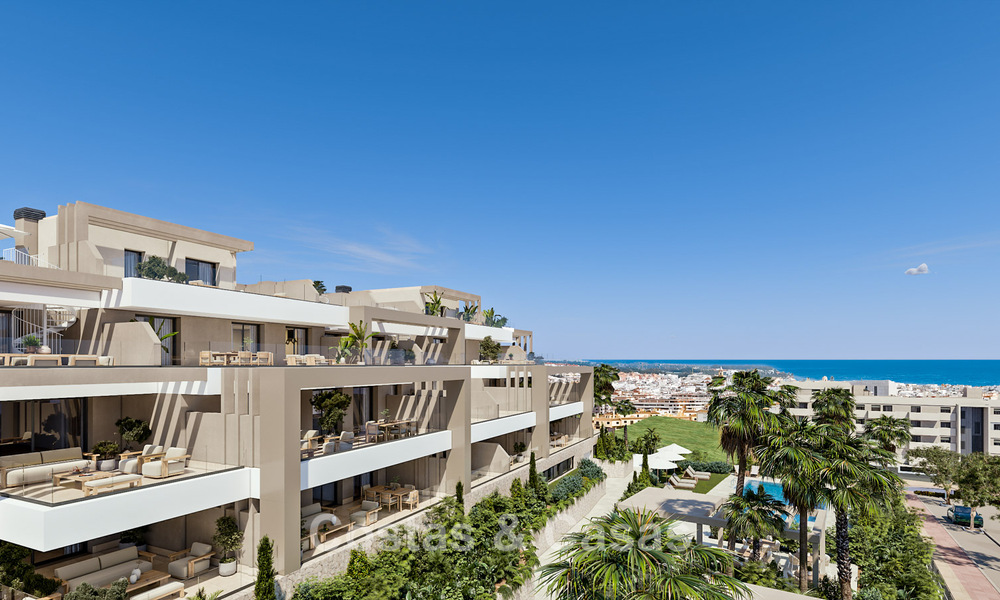 ¡Lanzamiento! Elegantes apartamentos de obra nueva en venta con vistas panorámicas al mar cerca del centro de Estepona 781393