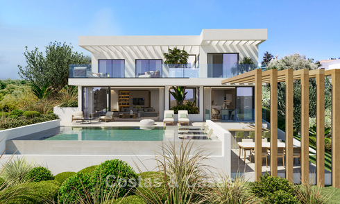 ¡Nuevo en el mercado! Villas de diseño de alta tecnología en venta en un codiciado entorno de golf cerca del centro de Estepona 781760