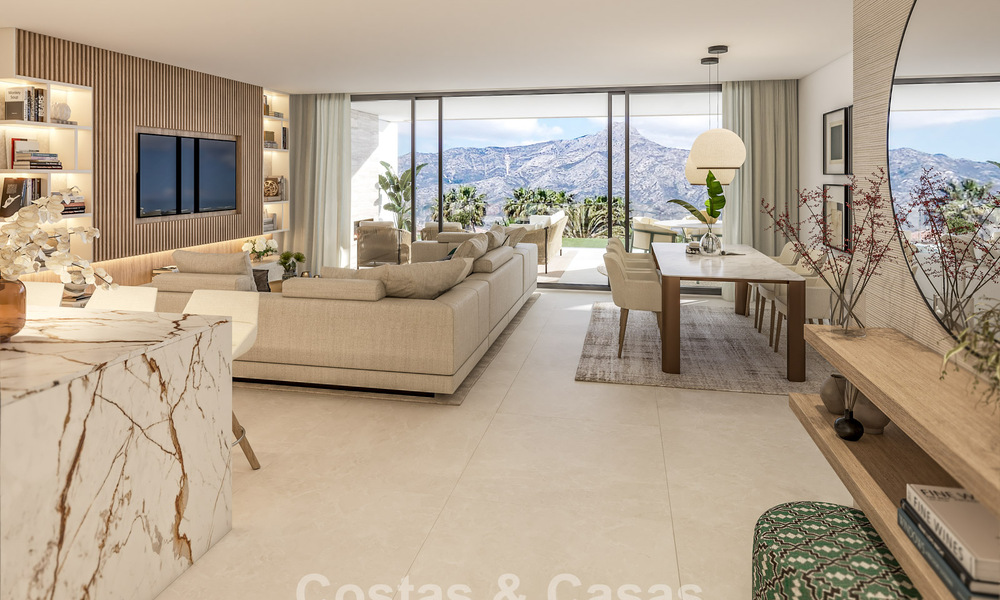 ¡Lanzamiento! Elegantes apartamentos de obra nueva en venta en el Valle del Golf de Nueva Andalucía, Marbella 782141