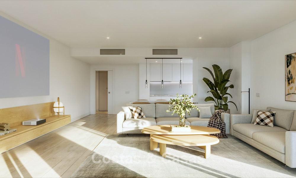 Nuevo proyecto de apartamentos contemporáneos de lujo en venta a un paso de la playa en Estepona Oeste 783269