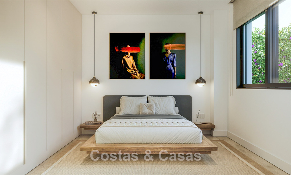 Nuevo proyecto de apartamentos contemporáneos de lujo en venta a un paso de la playa en Estepona Oeste 783271