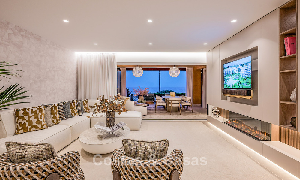 Apartamento modernizado de alta calidad en primera línea de playa con vistas al mar, jardín y piscina privados, Marbella - Estepona 782604