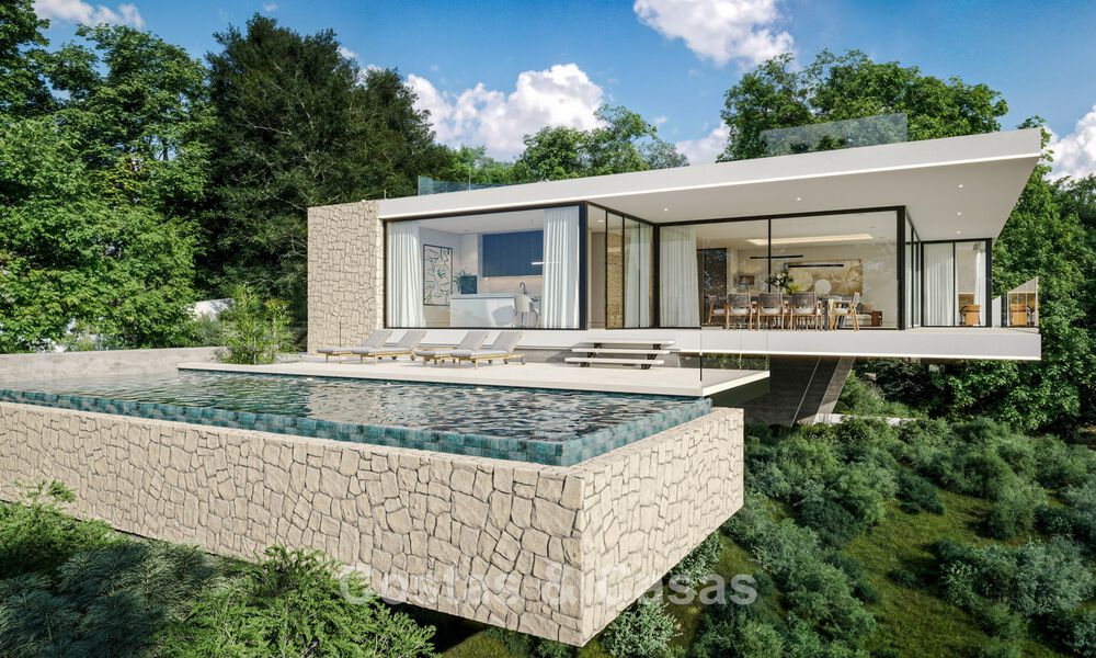 Villa de obra nueva sobre plano con arquitectura vanguardista en venta en las colinas de Marbella - Benahavís 783398